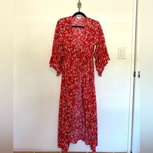 Long red duster beach coverup